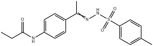 N-(4-{N-[(4-methylphenyl)sulfonyl]ethanehydrazonoyl}phenyl)propanamide Struktur