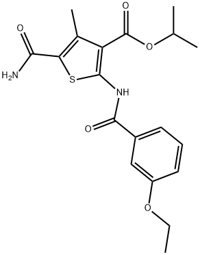 isopropyl 5-(aminocarbonyl)-2-[(3-ethoxybenzoyl)amino]-4-methyl-3-thiophenecarboxylate Struktur