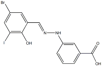 3-[2-(5-bromo-2-hydroxy-3-iodobenzylidene)hydrazino]benzoic acid Struktur