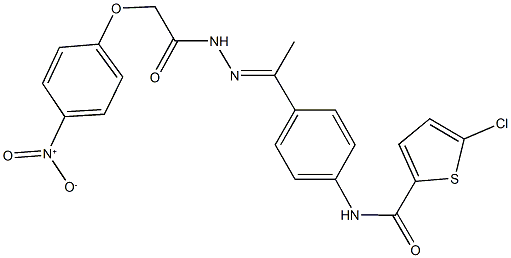 5-chloro-N-{4-[N-({4-nitrophenoxy}acetyl)ethanehydrazonoyl]phenyl}-2-thiophenecarboxamide Struktur