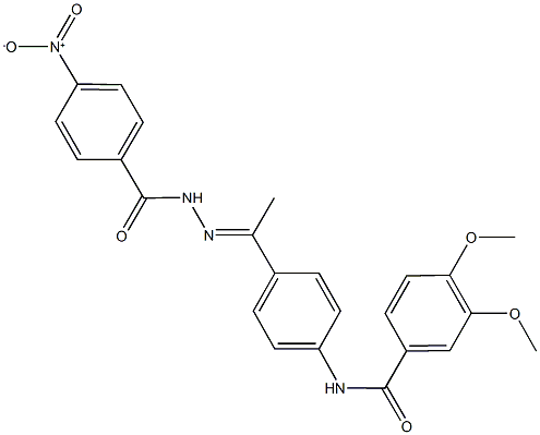 N-[4-(N-{4-nitrobenzoyl}ethanehydrazonoyl)phenyl]-3,4-dimethoxybenzamide Struktur