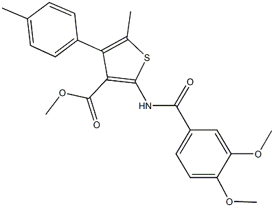 methyl 2-[(3,4-dimethoxybenzoyl)amino]-5-methyl-4-(4-methylphenyl)thiophene-3-carboxylate Struktur