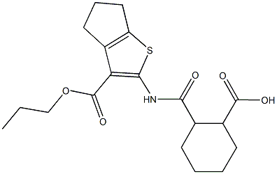 2-({[3-(propoxycarbonyl)-5,6-dihydro-4H-cyclopenta[b]thien-2-yl]amino}carbonyl)cyclohexanecarboxylic acid Struktur