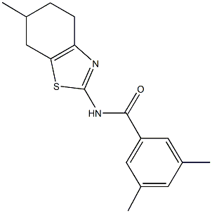 3,5-dimethyl-N-(6-methyl-4,5,6,7-tetrahydro-1,3-benzothiazol-2-yl)benzamide Struktur