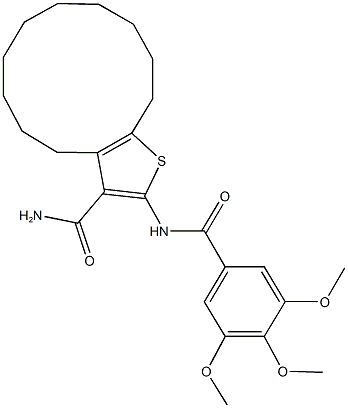 2-[(3,4,5-trimethoxybenzoyl)amino]-4,5,6,7,8,9,10,11,12,13-decahydrocyclododeca[b]thiophene-3-carboxamide Struktur