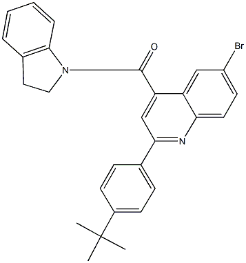 6-bromo-2-(4-tert-butylphenyl)-4-(2,3-dihydro-1H-indol-1-ylcarbonyl)quinoline Struktur