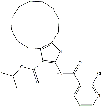 isopropyl 2-{[(2-chloro-3-pyridinyl)carbonyl]amino}-4,5,6,7,8,9,10,11,12,13-decahydrocyclododeca[b]thiophene-3-carboxylate Struktur