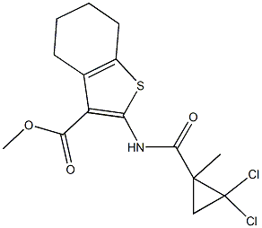 methyl 2-{[(2,2-dichloro-1-methylcyclopropyl)carbonyl]amino}-4,5,6,7-tetrahydro-1-benzothiophene-3-carboxylate Struktur