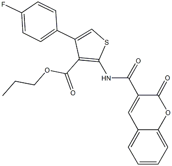 propyl 4-(4-fluorophenyl)-2-{[(2-oxo-2H-chromen-3-yl)carbonyl]amino}-3-thiophenecarboxylate Struktur