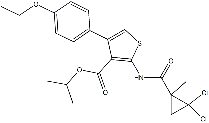 isopropyl 2-{[(2,2-dichloro-1-methylcyclopropyl)carbonyl]amino}-4-(4-ethoxyphenyl)-3-thiophenecarboxylate Struktur