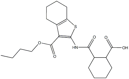 2-({[3-(butoxycarbonyl)-4,5,6,7-tetrahydro-1-benzothien-2-yl]amino}carbonyl)cyclohexanecarboxylic acid Struktur