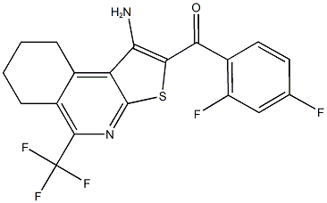 [1-amino-5-(trifluoromethyl)-6,7,8,9-tetrahydrothieno[2,3-c]isoquinolin-2-yl](2,4-difluorophenyl)methanone Struktur