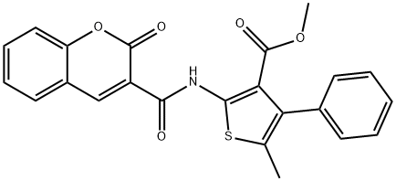 methyl 5-methyl-2-{[(2-oxo-2H-chromen-3-yl)carbonyl]amino}-4-phenylthiophene-3-carboxylate Struktur