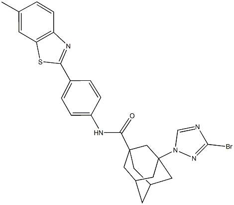 3-(3-bromo-1H-1,2,4-triazol-1-yl)-N-[4-(6-methyl-1,3-benzothiazol-2-yl)phenyl]-1-adamantanecarboxamide Struktur