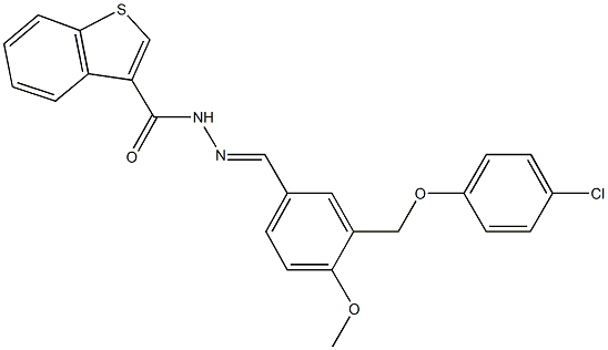 N'-{3-[(4-chlorophenoxy)methyl]-4-methoxybenzylidene}-1-benzothiophene-3-carbohydrazide Struktur