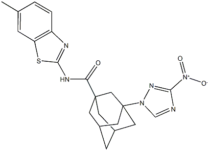 3-{3-nitro-1H-1,2,4-triazol-1-yl}-N-(6-methyl-1,3-benzothiazol-2-yl)-1-adamantanecarboxamide Struktur