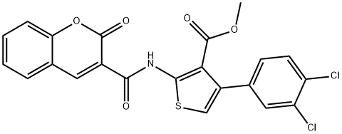 methyl 4-(3,4-dichlorophenyl)-2-{[(2-oxo-2H-chromen-3-yl)carbonyl]amino}thiophene-3-carboxylate Struktur