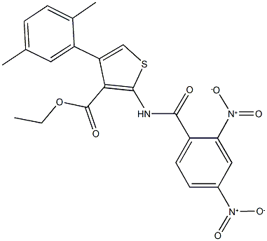 ethyl 2-({2,4-bisnitrobenzoyl}amino)-4-(2,5-dimethylphenyl)-3-thiophenecarboxylate Struktur