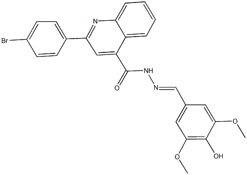 2-(4-bromophenyl)-N'-(4-hydroxy-3,5-dimethoxybenzylidene)-4-quinolinecarbohydrazide Struktur