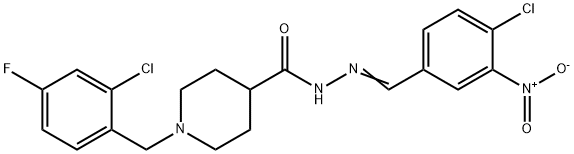 1-(2-chloro-4-fluorobenzyl)-N'-{4-chloro-3-nitrobenzylidene}-4-piperidinecarbohydrazide Struktur