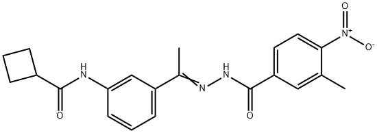 N-[3-(N-{4-nitro-3-methylbenzoyl}ethanehydrazonoyl)phenyl]cyclobutanecarboxamide Struktur