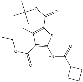 2-tert-butyl 4-ethyl 5-[(cyclobutylcarbonyl)amino]-3-methyl-2,4-thiophenedicarboxylate Struktur