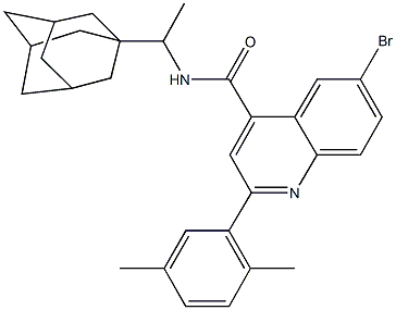 N-[1-(1-adamantyl)ethyl]-6-bromo-2-(2,5-dimethylphenyl)-4-quinolinecarboxamide Struktur