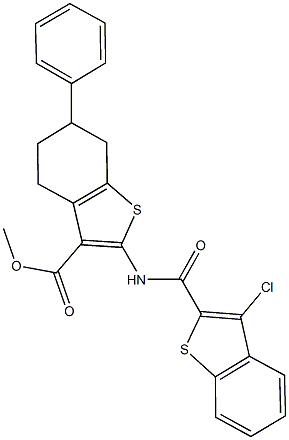 methyl 2-{[(3-chloro-1-benzothien-2-yl)carbonyl]amino}-6-phenyl-4,5,6,7-tetrahydro-1-benzothiophene-3-carboxylate Struktur