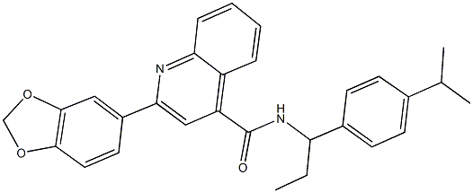 2-(1,3-benzodioxol-5-yl)-N-[1-(4-isopropylphenyl)propyl]-4-quinolinecarboxamide Struktur