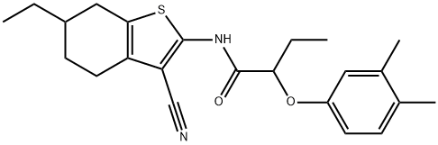 N-(3-cyano-6-ethyl-4,5,6,7-tetrahydro-1-benzothien-2-yl)-2-(3,4-dimethylphenoxy)butanamide Struktur