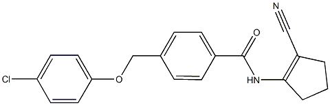 4-[(4-chlorophenoxy)methyl]-N-(2-cyano-1-cyclopenten-1-yl)benzamide Struktur