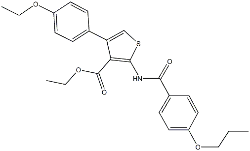 ethyl 4-(4-ethoxyphenyl)-2-[(4-propoxybenzoyl)amino]-3-thiophenecarboxylate Struktur