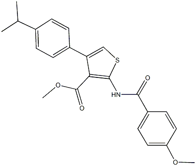 methyl 4-(4-isopropylphenyl)-2-[(4-methoxybenzoyl)amino]-3-thiophenecarboxylate Struktur