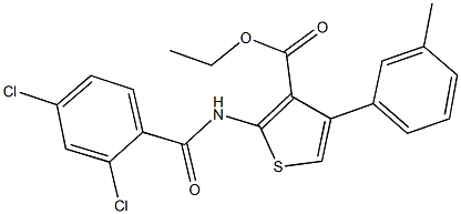 ethyl 2-[(2,4-dichlorobenzoyl)amino]-4-(3-methylphenyl)-3-thiophenecarboxylate Struktur