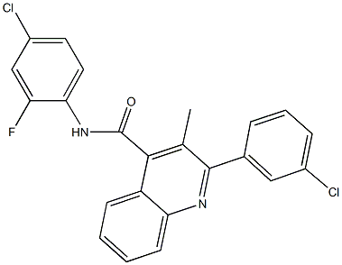 N-(4-chloro-2-fluorophenyl)-2-(3-chlorophenyl)-3-methyl-4-quinolinecarboxamide Struktur