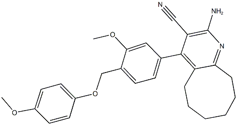 2-amino-4-{3-methoxy-4-[(4-methoxyphenoxy)methyl]phenyl}-5,6,7,8,9,10-hexahydrocycloocta[b]pyridine-3-carbonitrile Struktur