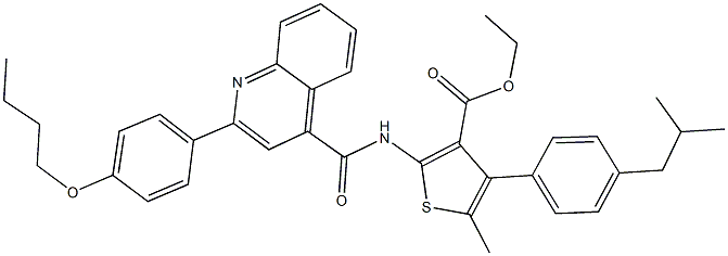 ethyl 2-({[2-(4-butoxyphenyl)-4-quinolinyl]carbonyl}amino)-4-(4-isobutylphenyl)-5-methyl-3-thiophenecarboxylate Struktur