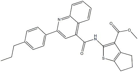 methyl 2-({[2-(4-propylphenyl)-4-quinolinyl]carbonyl}amino)-5,6-dihydro-4H-cyclopenta[b]thiophene-3-carboxylate Struktur