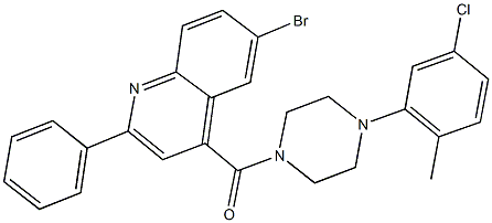 6-bromo-4-{[4-(5-chloro-2-methylphenyl)-1-piperazinyl]carbonyl}-2-phenylquinoline Struktur