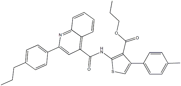 propyl 4-(4-methylphenyl)-2-({[2-(4-propylphenyl)-4-quinolinyl]carbonyl}amino)-3-thiophenecarboxylate Struktur