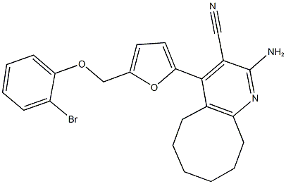 2-amino-4-{5-[(2-bromophenoxy)methyl]-2-furyl}-5,6,7,8,9,10-hexahydrocycloocta[b]pyridine-3-carbonitrile Struktur