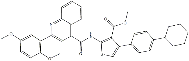 methyl 4-(4-cyclohexylphenyl)-2-({[2-(2,5-dimethoxyphenyl)-4-quinolinyl]carbonyl}amino)-3-thiophenecarboxylate Struktur