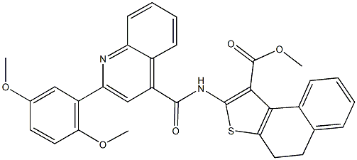 methyl 2-({[2-(2,5-dimethoxyphenyl)-4-quinolinyl]carbonyl}amino)-4,5-dihydronaphtho[2,1-b]thiophene-1-carboxylate Struktur