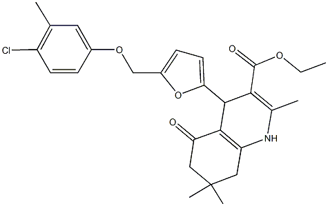 ethyl 4-{5-[(4-chloro-3-methylphenoxy)methyl]-2-furyl}-2,7,7-trimethyl-5-oxo-1,4,5,6,7,8-hexahydro-3-quinolinecarboxylate Struktur