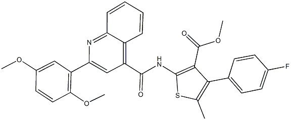 methyl 2-({[2-(2,5-dimethoxyphenyl)-4-quinolinyl]carbonyl}amino)-4-(4-fluorophenyl)-5-methyl-3-thiophenecarboxylate Struktur