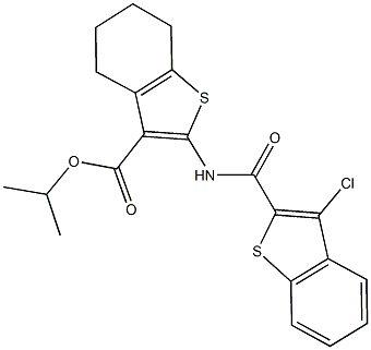 isopropyl 2-{[(3-chloro-1-benzothien-2-yl)carbonyl]amino}-4,5,6,7-tetrahydro-1-benzothiophene-3-carboxylate Struktur