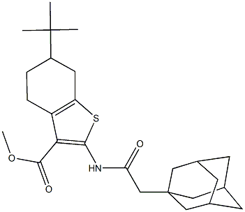 methyl 2-[(1-adamantylacetyl)amino]-6-tert-butyl-4,5,6,7-tetrahydro-1-benzothiophene-3-carboxylate Struktur