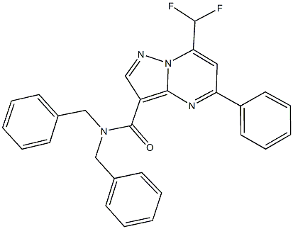 N,N-dibenzyl-7-(difluoromethyl)-5-phenylpyrazolo[1,5-a]pyrimidine-3-carboxamide Struktur