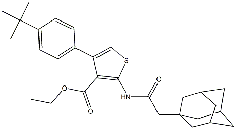 ethyl 2-[(1-adamantylacetyl)amino]-4-(4-tert-butylphenyl)-3-thiophenecarboxylate Struktur