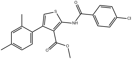 methyl 2-[(4-chlorobenzoyl)amino]-4-(2,4-dimethylphenyl)-3-thiophenecarboxylate Struktur